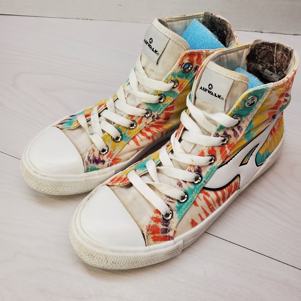 Airwalk Womens 6.5 Tie Dye High Top Sneakers Multicolor Skate Shoes Y2K 90s